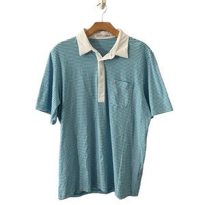 Criquet Men’s Polo Blue White Stipe Shirt XL